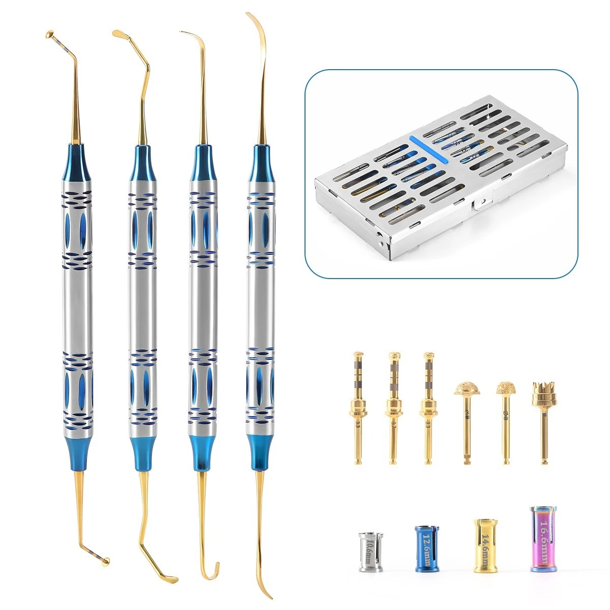 Dental Elevation Kit Sinus Lift Implant Instruments Dask Drills Stoppers 14 Pcs